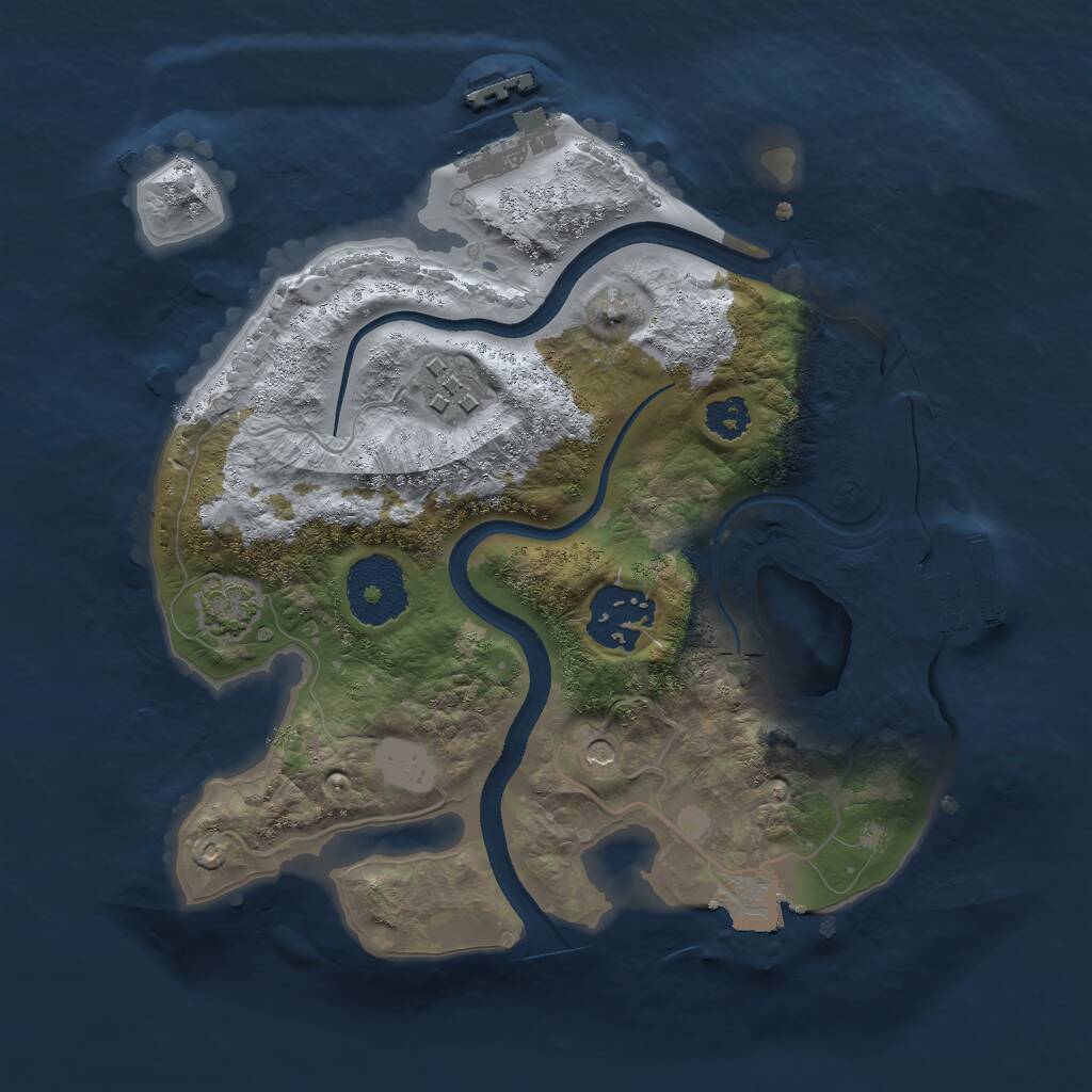 Rust Map: Procedural Map, Size: 2500, Seed: 723042842, 7 Monuments