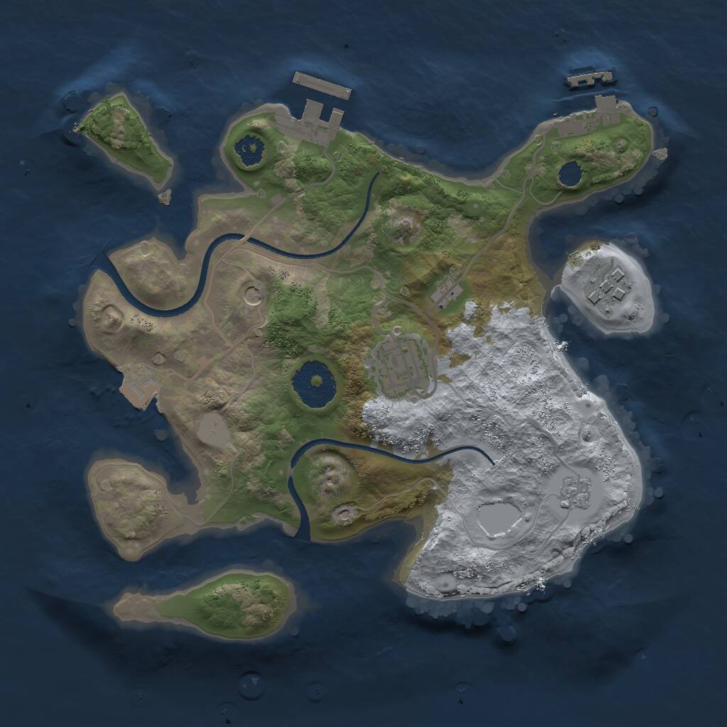 Rust Map: Procedural Map, Size: 2500, Seed: 680526589, 7 Monuments