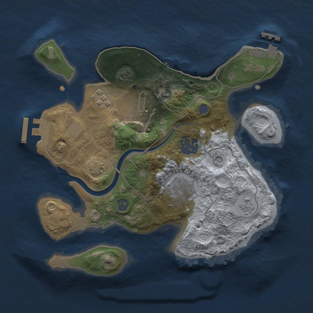Rust Map: Procedural Map, Size: 2500, Seed: 680526589, 12 Monuments