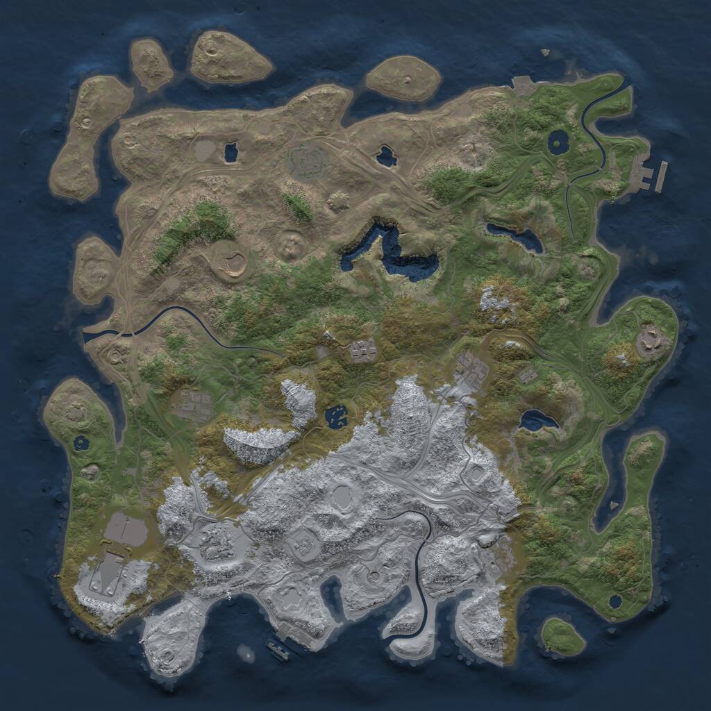 Rust Map: Procedural Map, Size: 4500, Seed: 1090734905, 16 Monuments