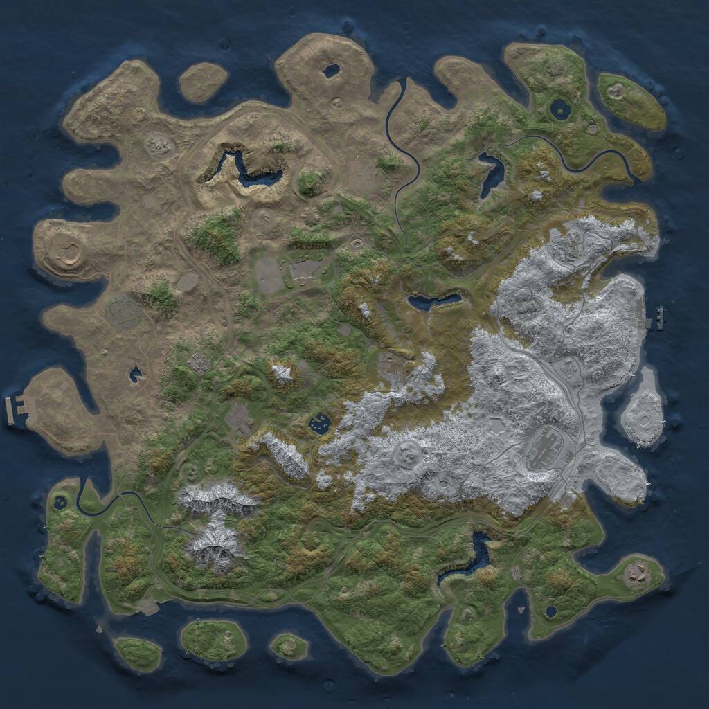 Rust Map: Procedural Map, Size: 5200, Seed: 1127028311, 17 Monuments