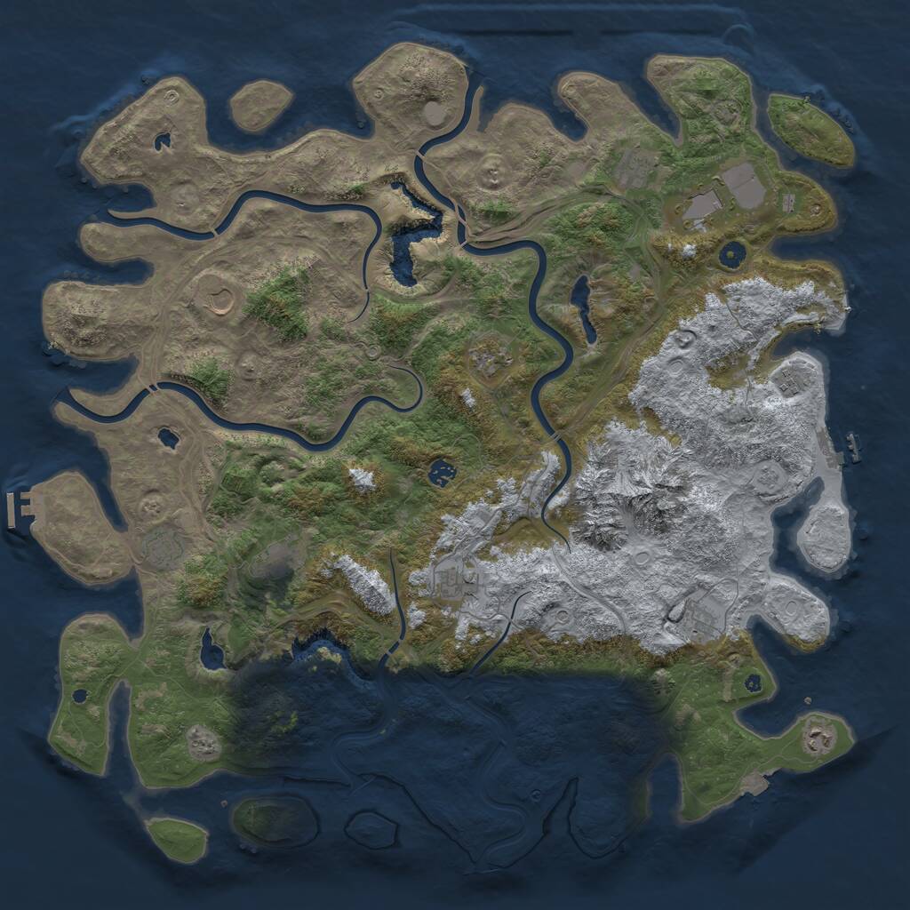 Rust Map: Procedural Map, Size: 5200, Seed: 1127028311, 17 Monuments
