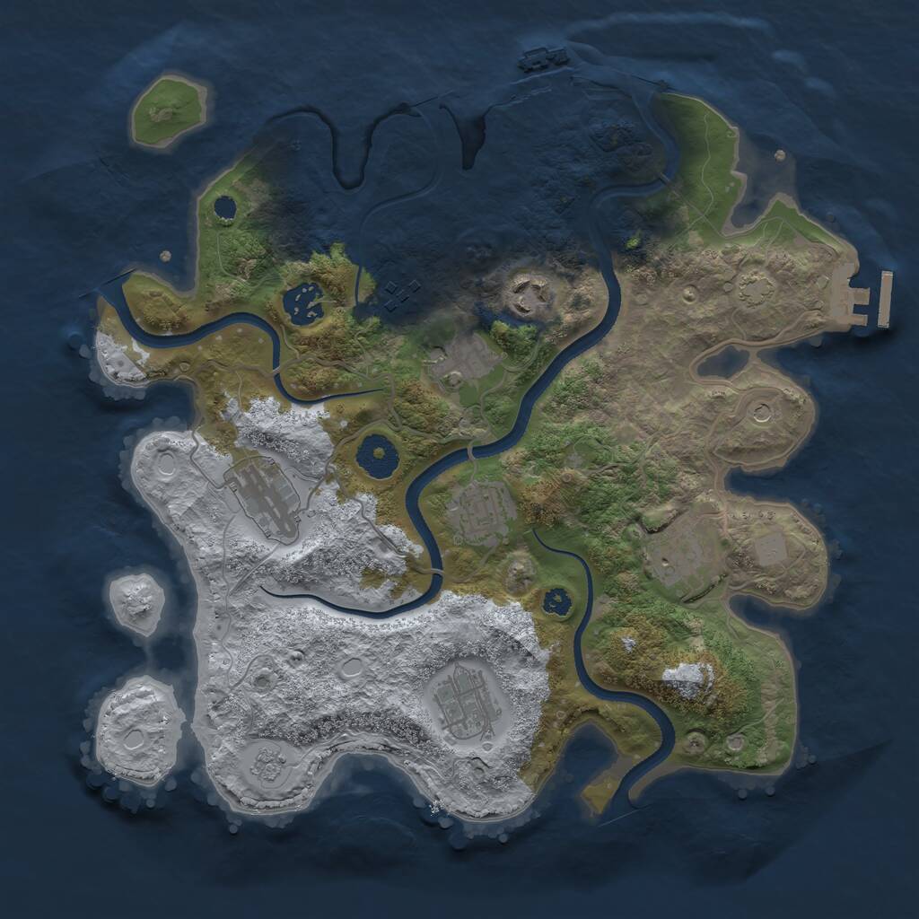 Rust Map: Procedural Map, Size: 3300, Seed: 378118099, 14 Monuments
