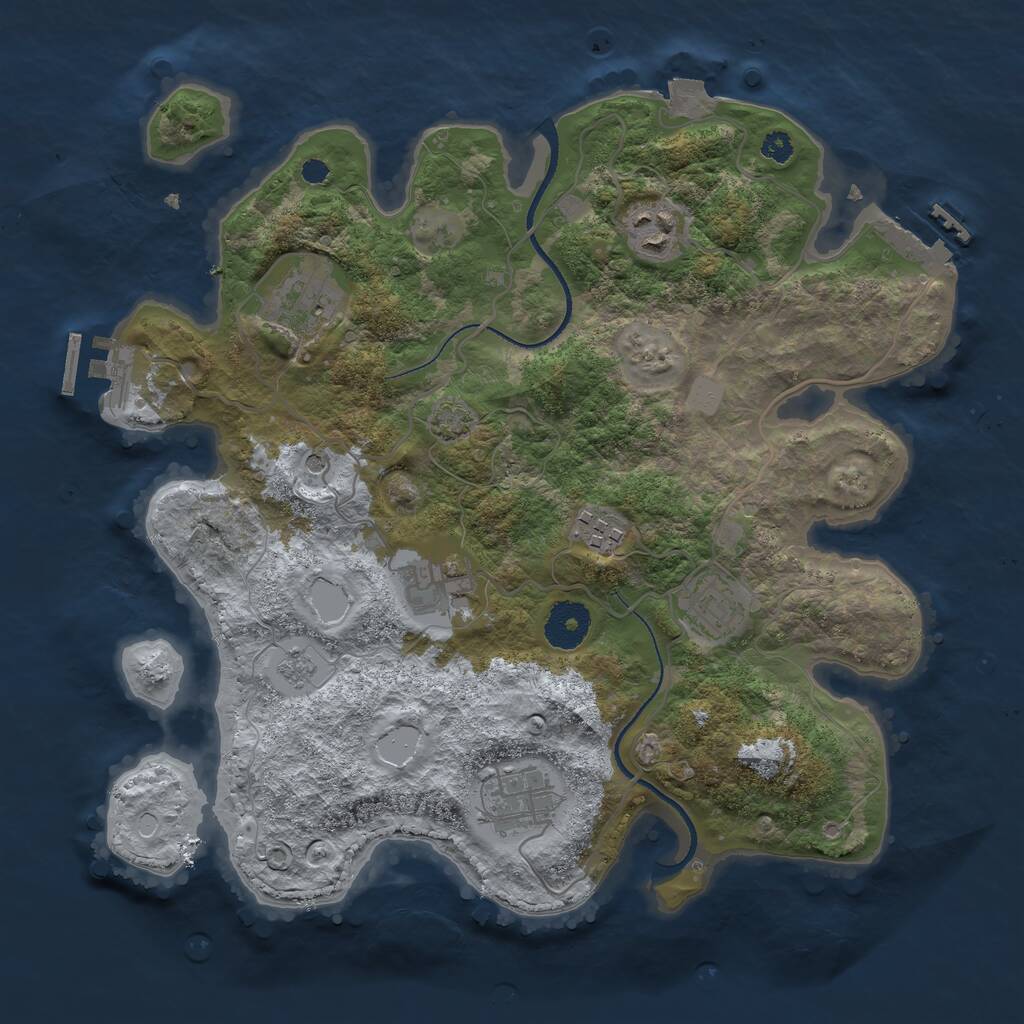 Rust Map: Procedural Map, Size: 3300, Seed: 378118099, 12 Monuments