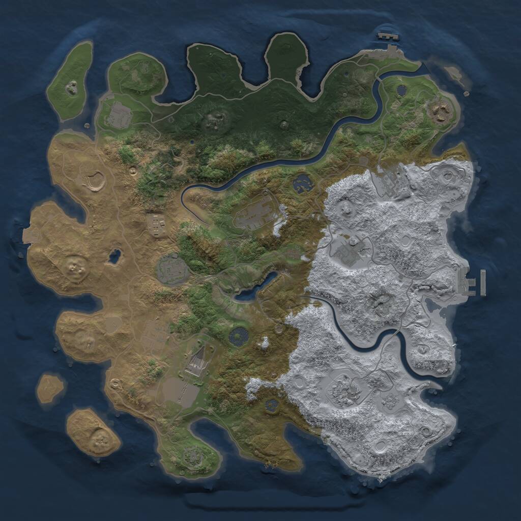 Rust Map: Procedural Map, Size: 4000, Seed: 123937174, 19 Monuments