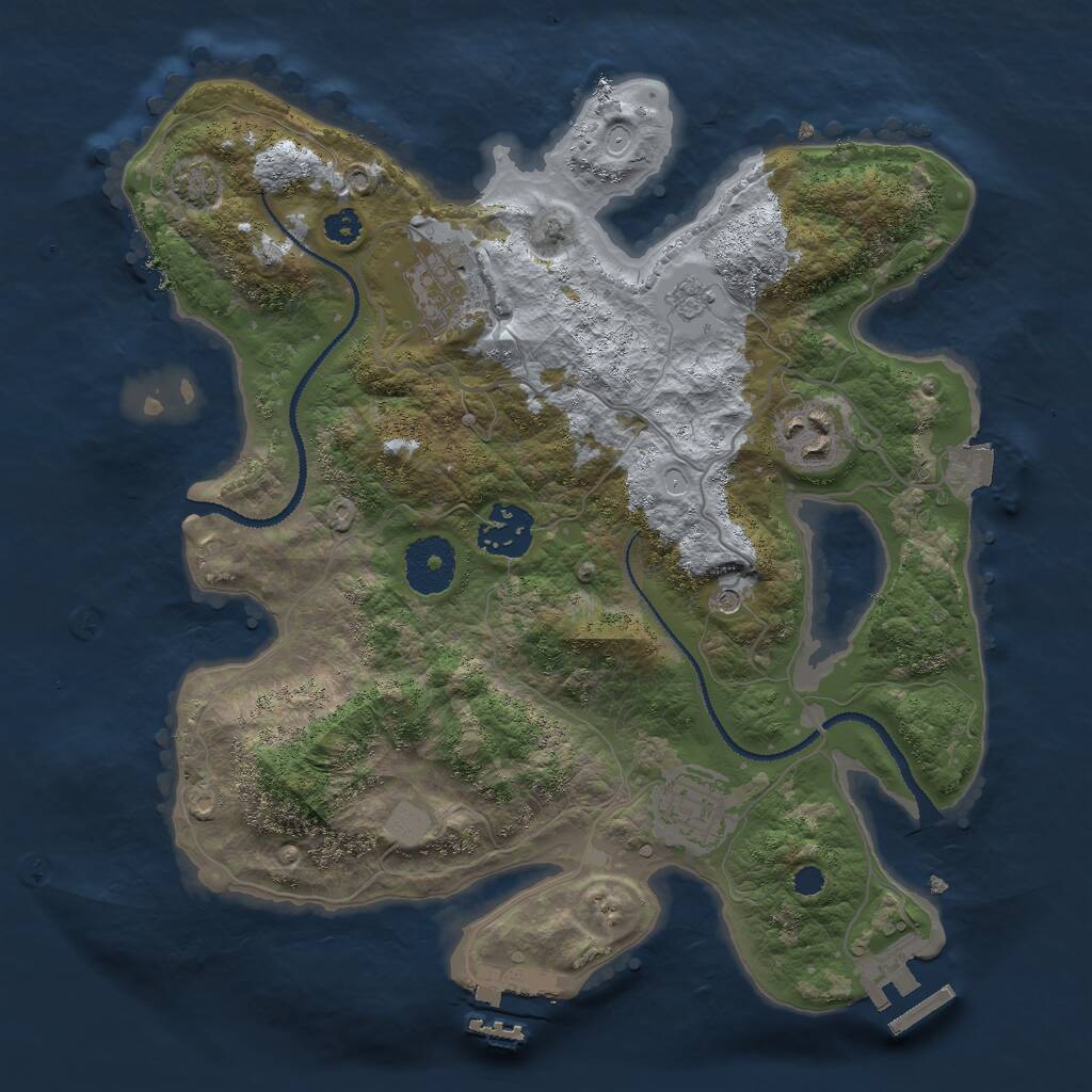 Rust Map: Procedural Map, Size: 3000, Seed: 6238, 10 Monuments