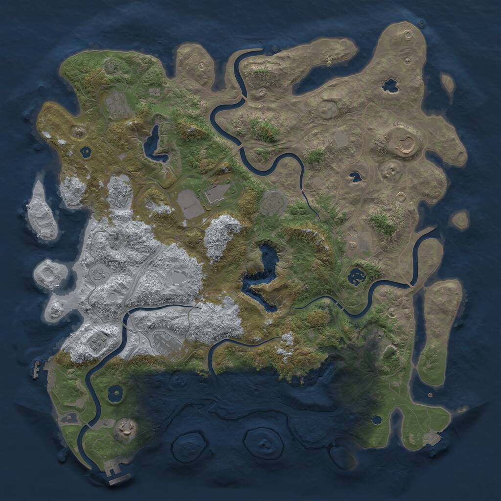 Rust Map: Procedural Map, Size: 4500, Seed: 875226565, 17 Monuments