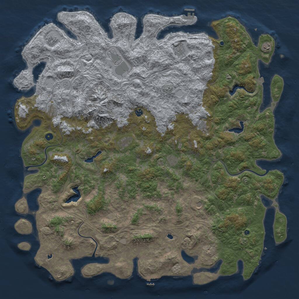 Rust Map: Procedural Map, Size: 6000, Seed: 434586453, 17 Monuments