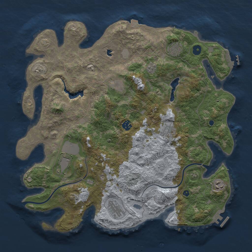 Rust Map: Procedural Map, Size: 4000, Seed: 43233, 14 Monuments