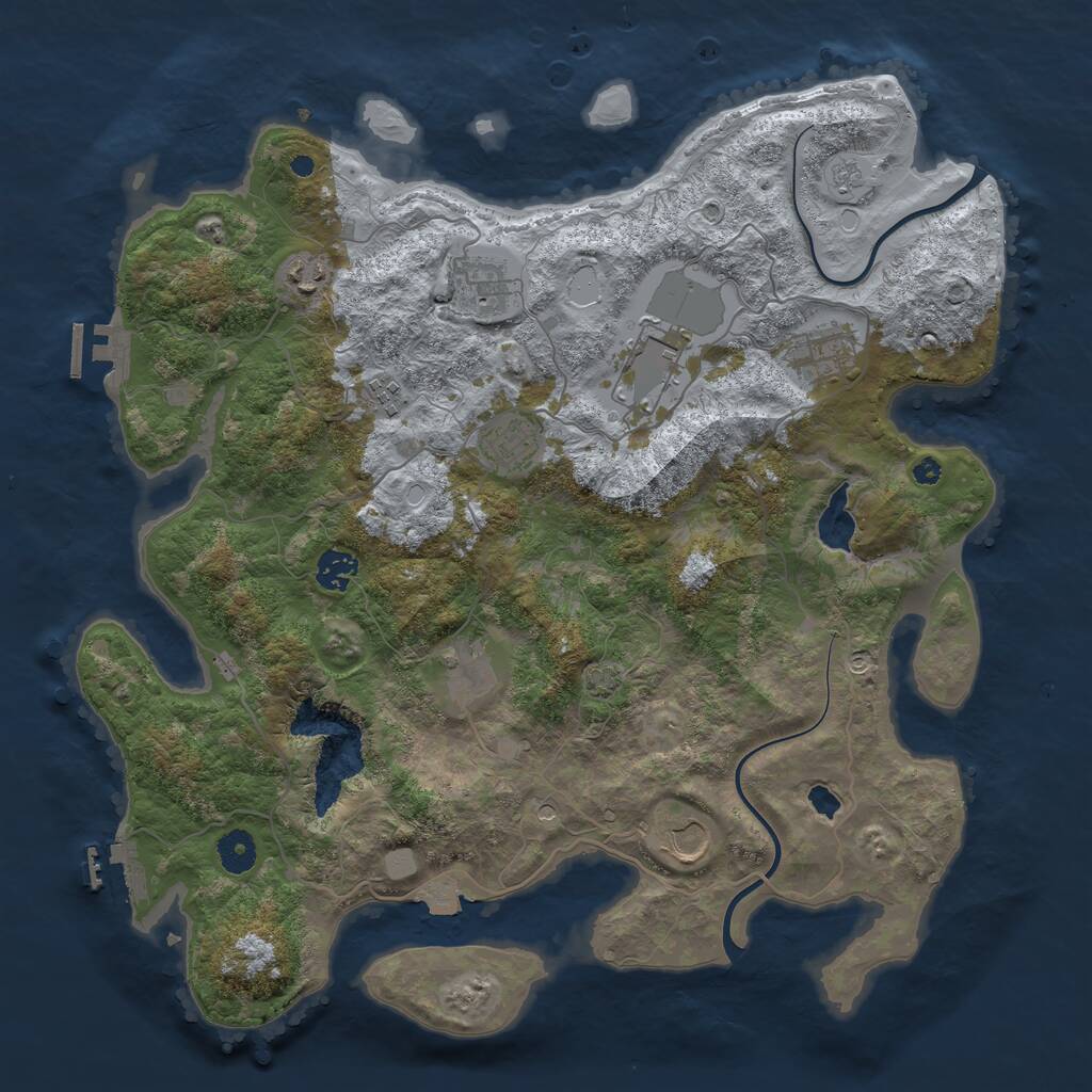 Rust Map: Procedural Map, Size: 4000, Seed: 1256731311, 17 Monuments