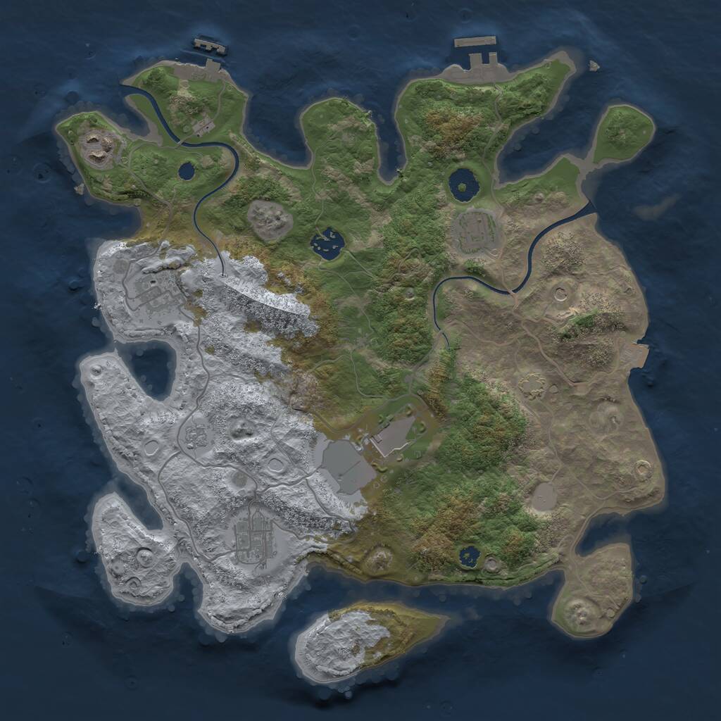 Rust Map: Procedural Map, Size: 3500, Seed: 1589879894, 12 Monuments