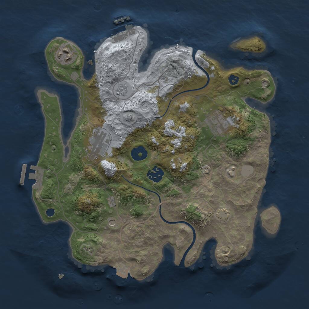 Rust Map: Procedural Map, Size: 3000, Seed: 1214239238, 10 Monuments