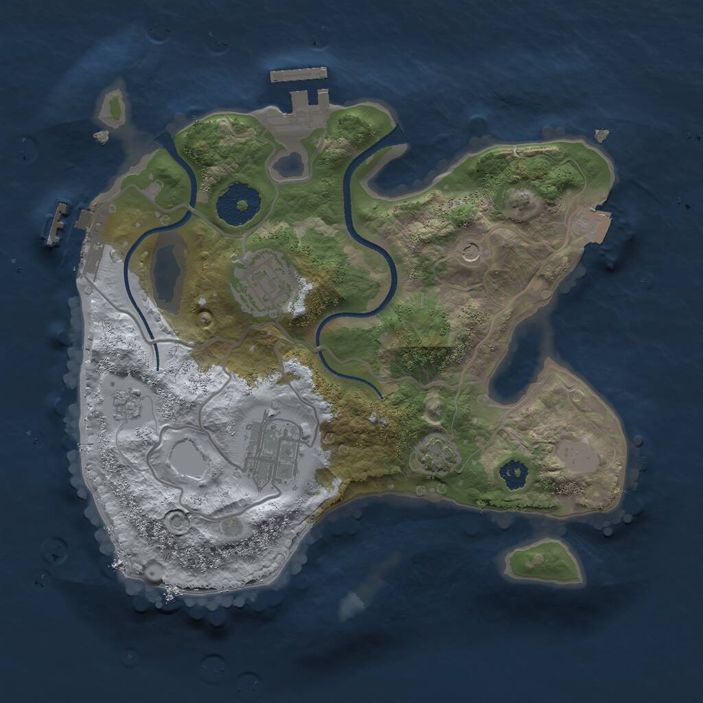 Rust Map: Procedural Map, Size: 2500, Seed: 3453, 8 Monuments