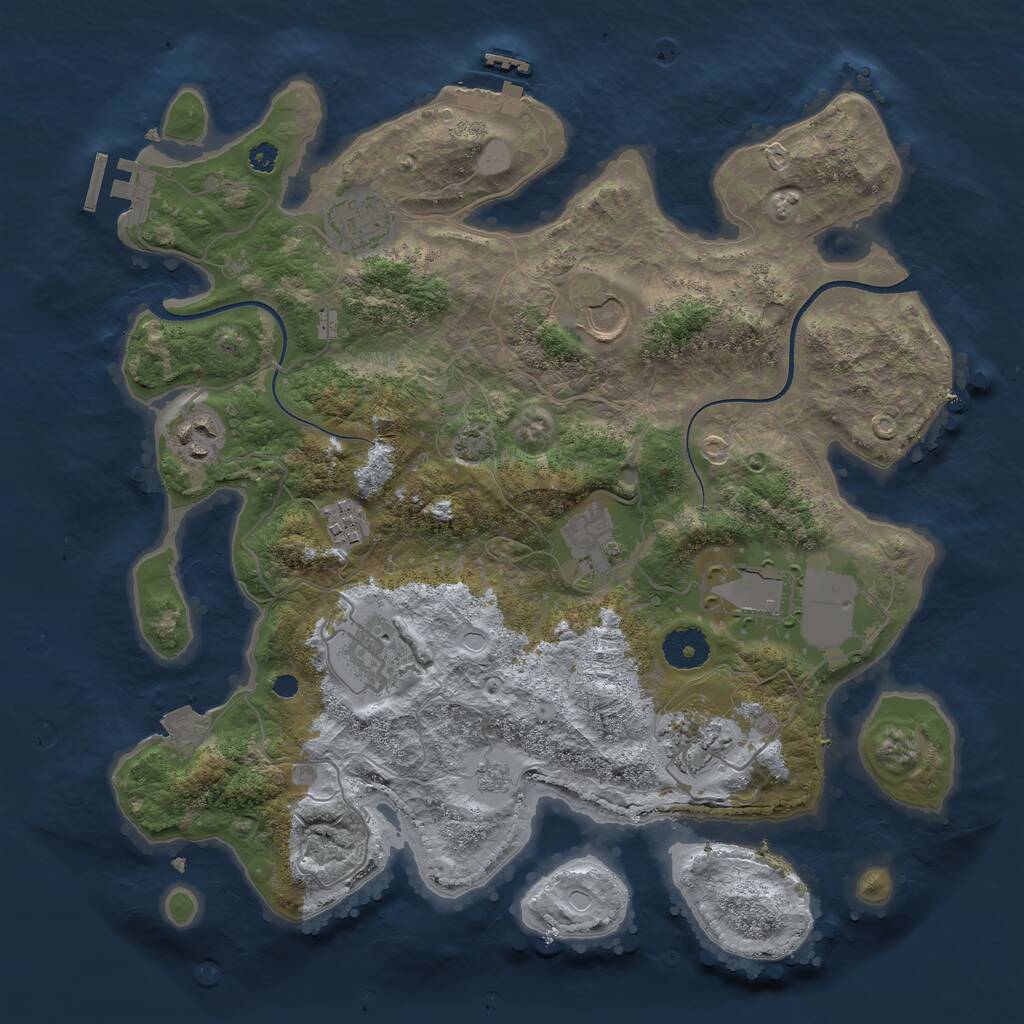 Rust Map: Procedural Map, Size: 3500, Seed: 1865547976, 13 Monuments