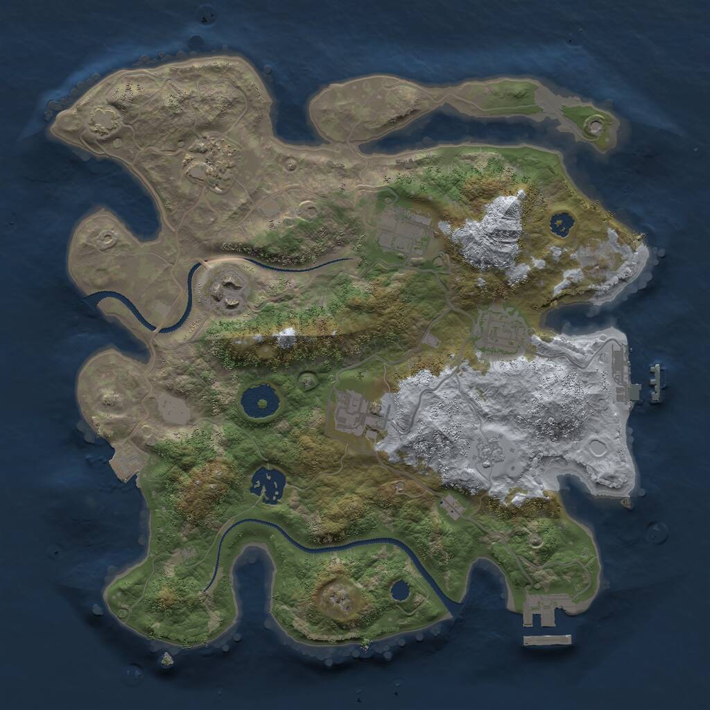 Rust Map: Procedural Map, Size: 3000, Seed: 35353, 11 Monuments