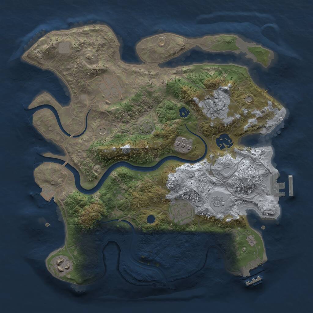 Rust Map: Procedural Map, Size: 3000, Seed: 35353, 12 Monuments
