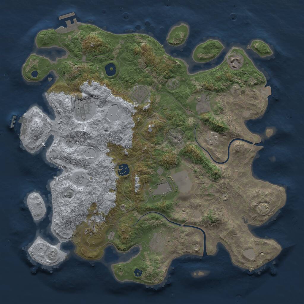 Rust Map: Procedural Map, Size: 3750, Seed: 224641547, 15 Monuments