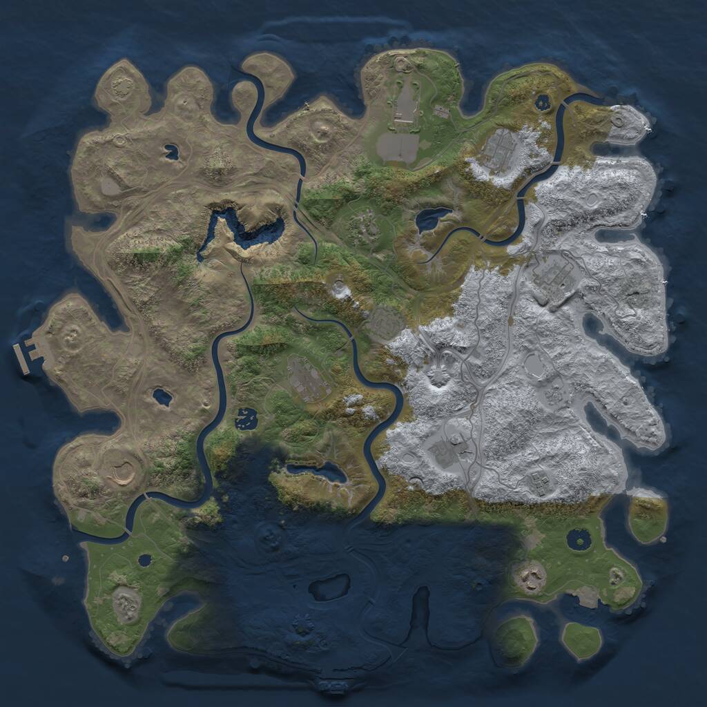 Rust Map: Procedural Map, Size: 4500, Seed: 536669745, 17 Monuments