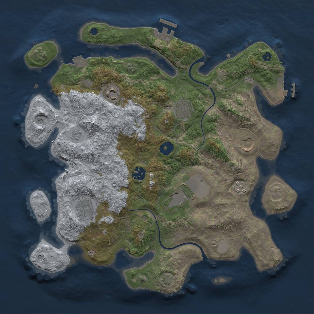 Rust Map: Procedural Map, Size: 3500, Seed: 224641547, 13 Monuments