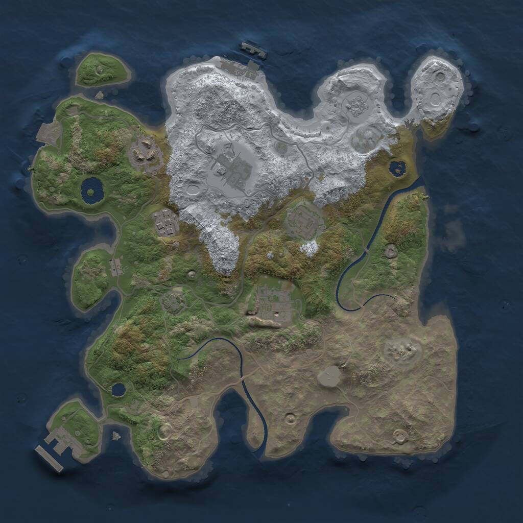 Rust Map: Procedural Map, Size: 3125, Seed: 1, 10 Monuments