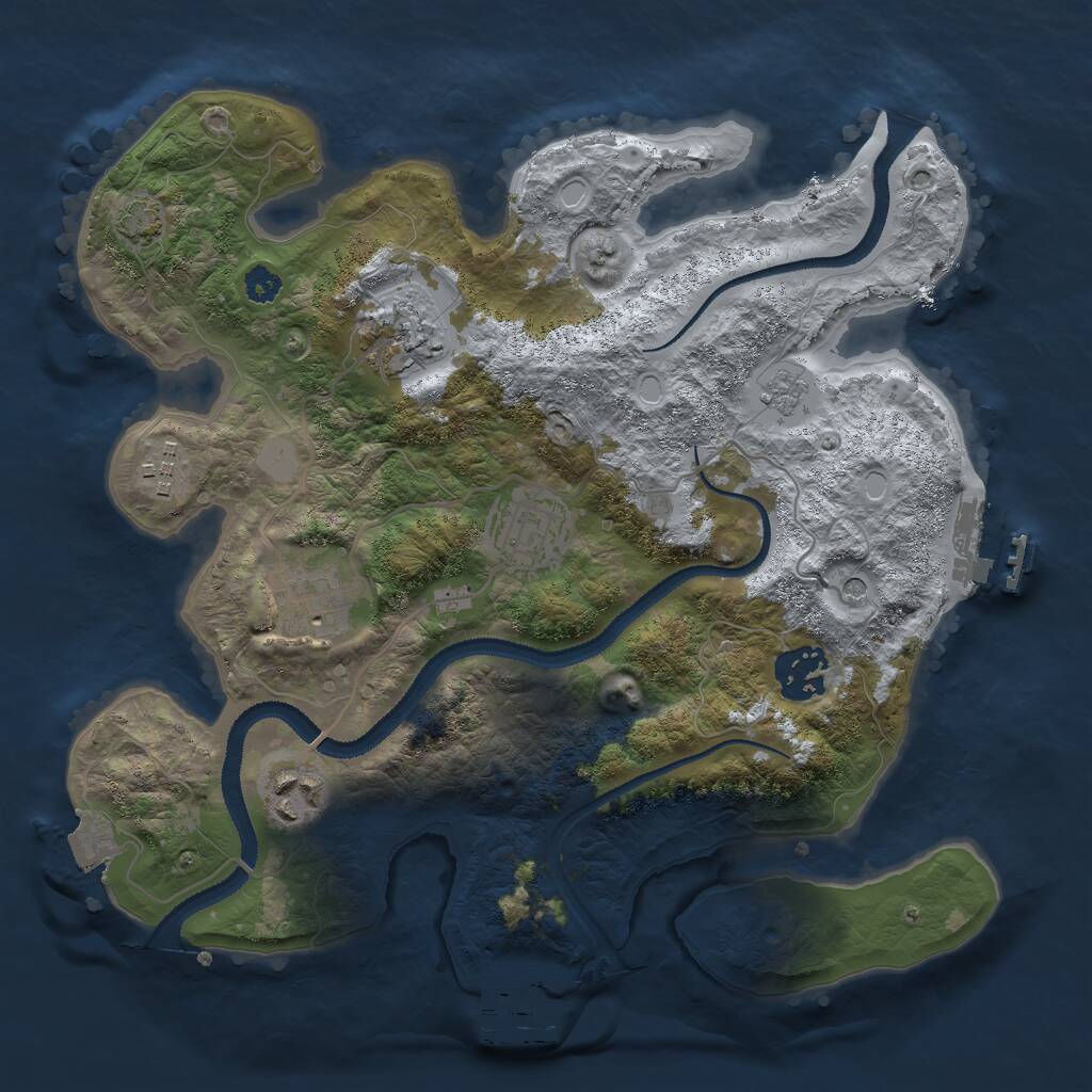Rust Map: Procedural Map, Size: 3000, Seed: 31313, 12 Monuments