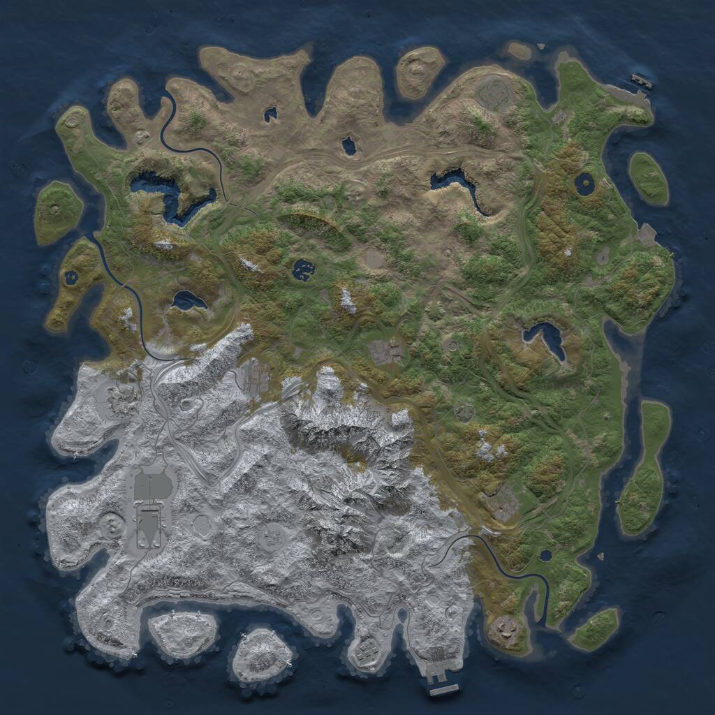 Rust Map: Procedural Map, Size: 5000, Seed: 4555, 15 Monuments