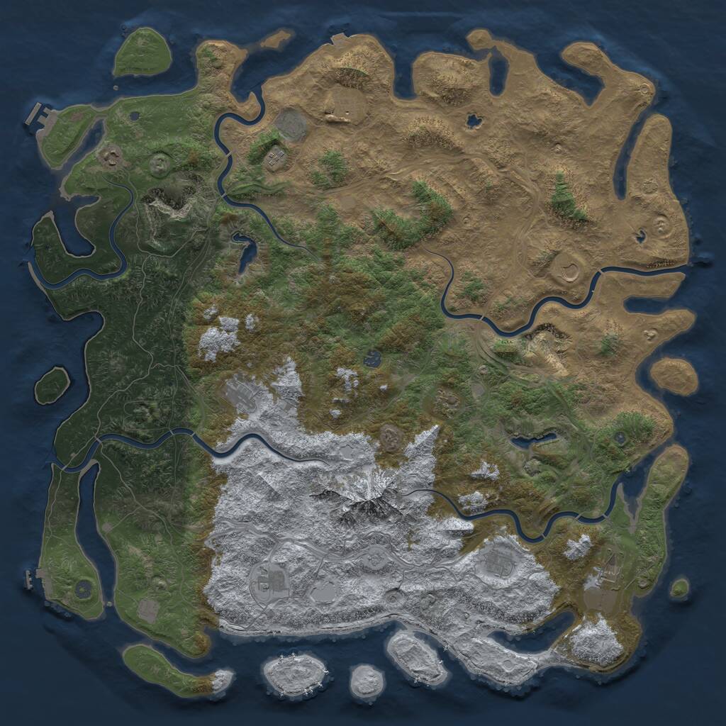 Rust Map: Procedural Map, Size: 6000, Seed: 1010101, 19 Monuments