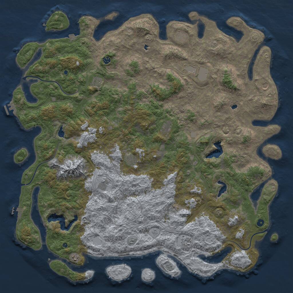 Rust Map: Procedural Map, Size: 6000, Seed: 1010101, 17 Monuments