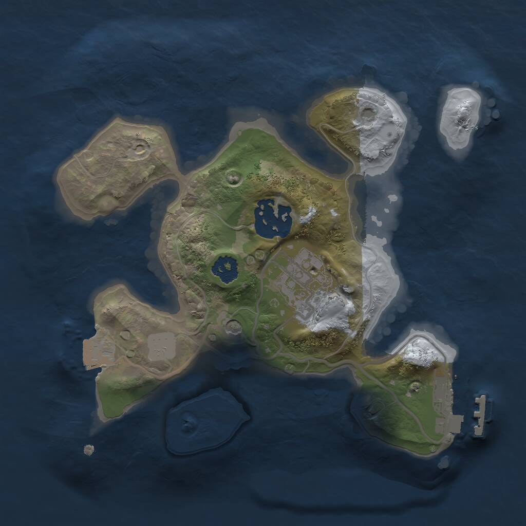 Rust Map: Procedural Map, Size: 2000, Seed: 342274, 5 Monuments