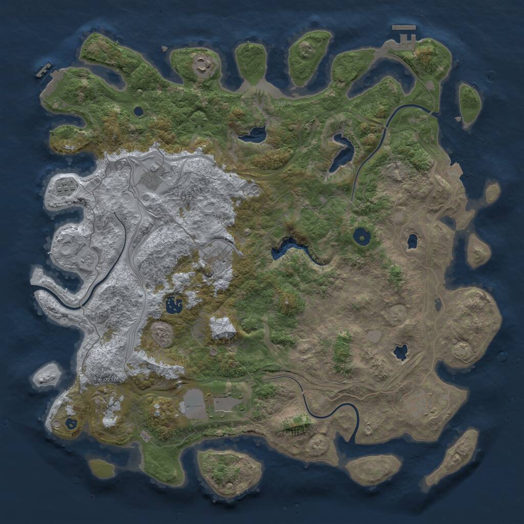 Rust Map: Procedural Map, Size: 4500, Seed: 375367271, 14 Monuments