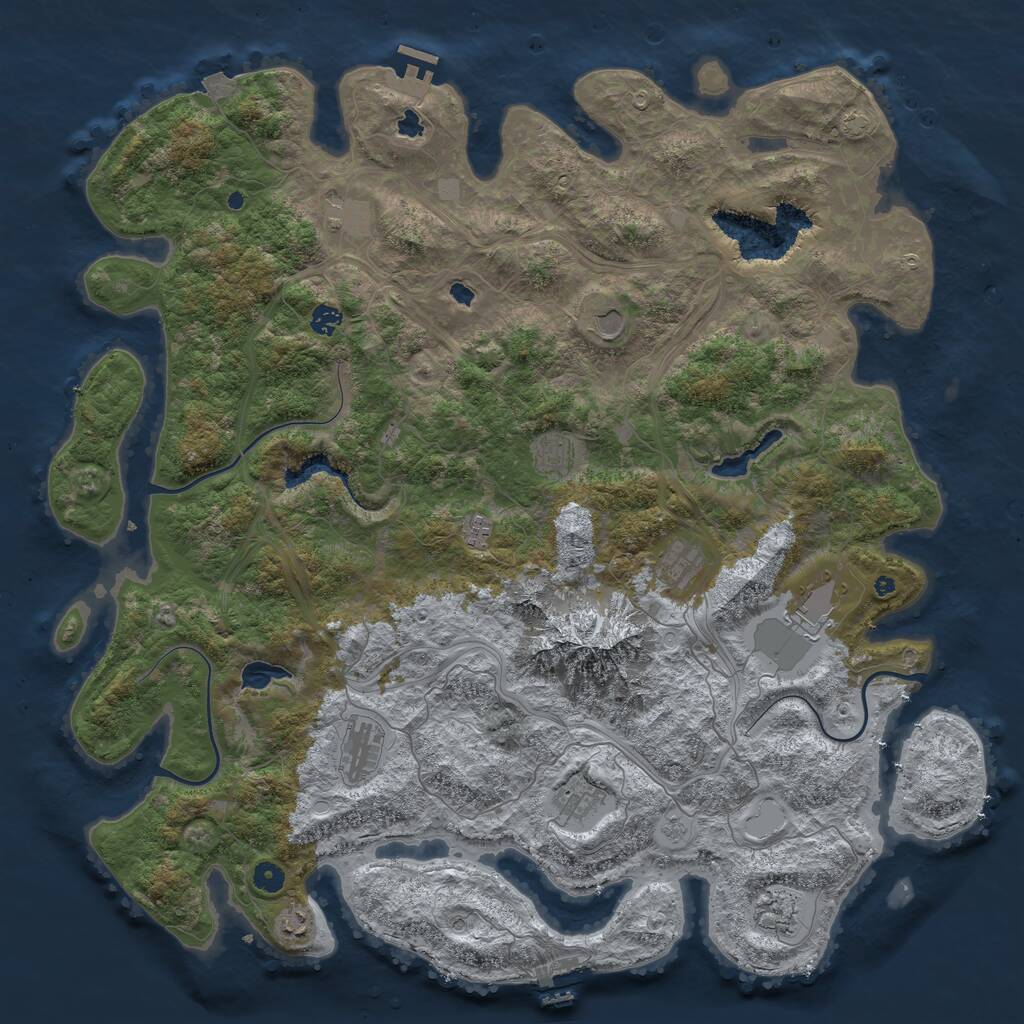 Rust Map: Procedural Map, Size: 5000, Seed: 347632, 17 Monuments