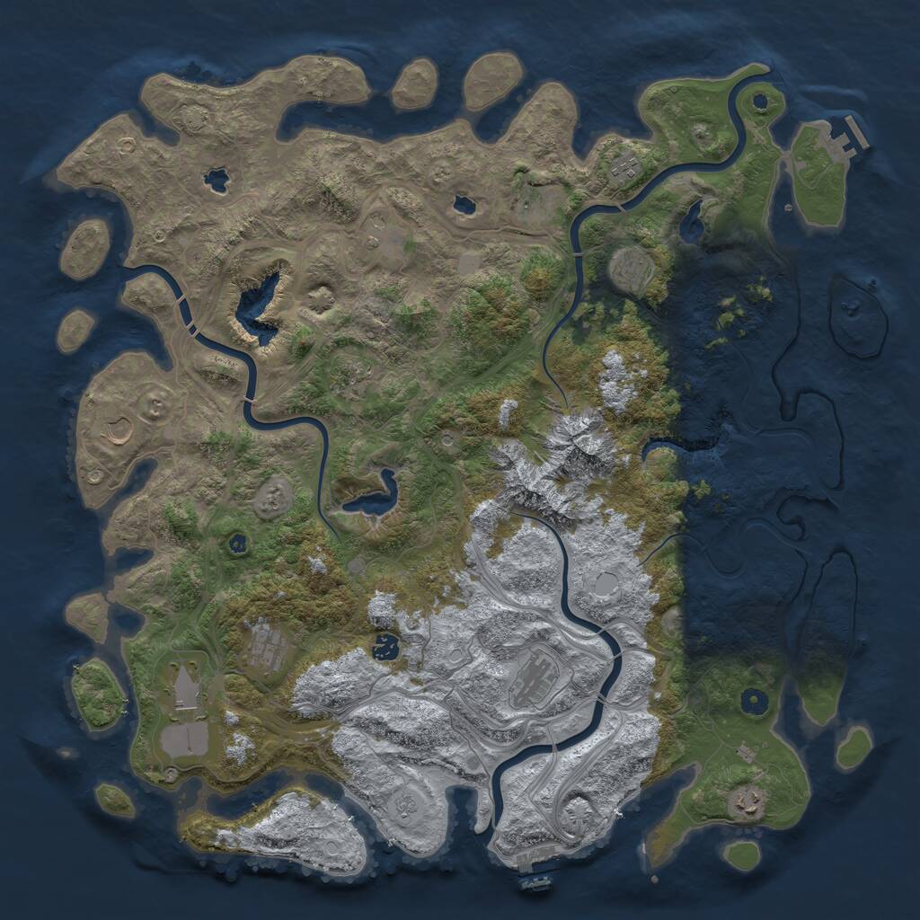 Rust Map: Procedural Map, Size: 5000, Seed: 374498272, 17 Monuments