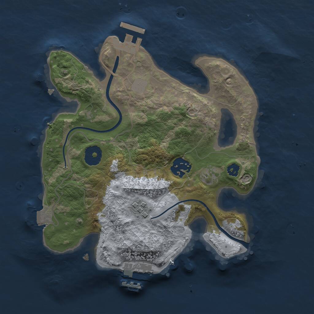 Rust Map: Procedural Map, Size: 2500, Seed: 15241, 5 Monuments