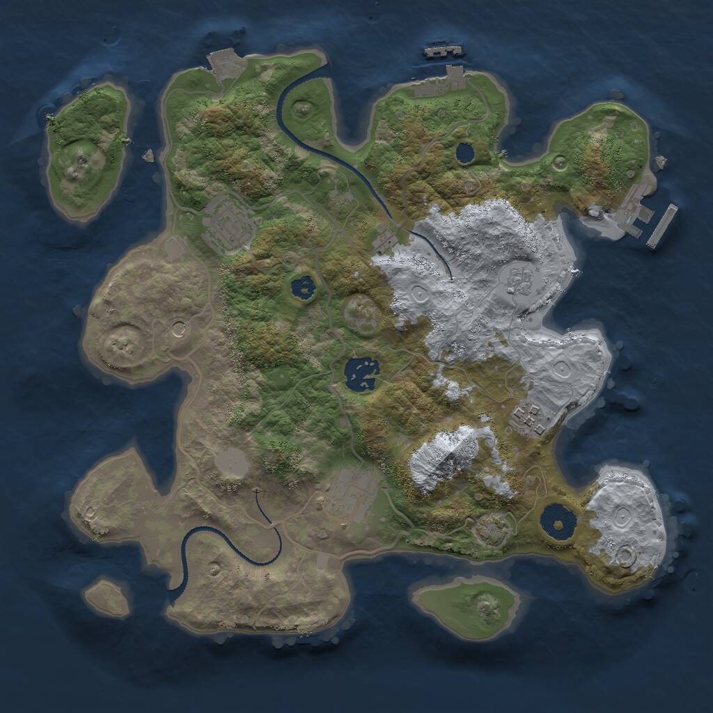 Rust Map: Procedural Map, Size: 3000, Seed: 1637982013, 10 Monuments