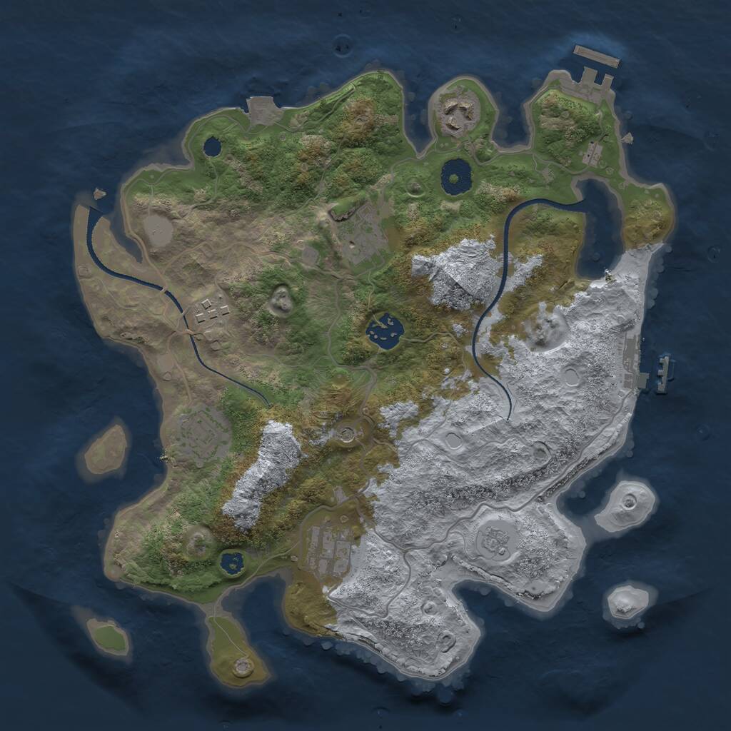 Rust Map: Procedural Map, Size: 3200, Seed: 470306003, 11 Monuments