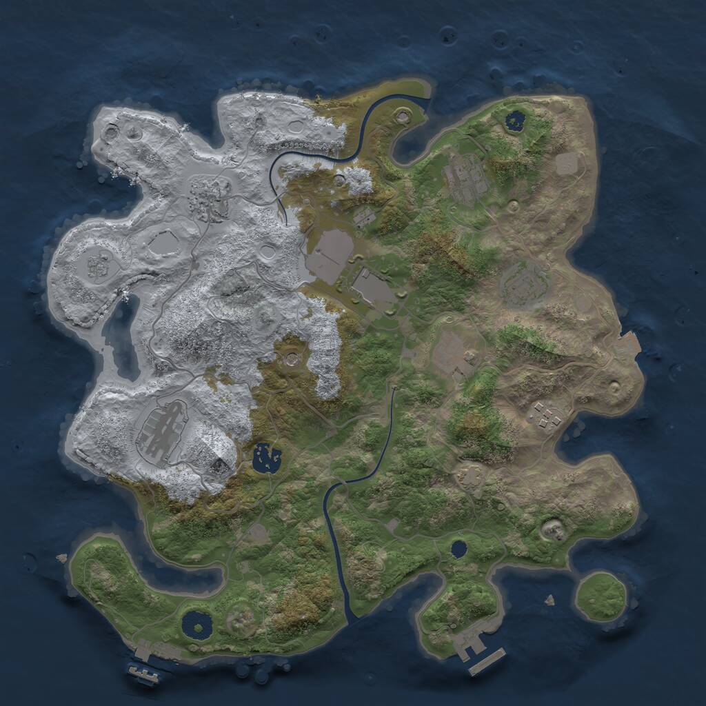 Rust Map: Procedural Map, Size: 3500, Seed: 355935958, 14 Monuments