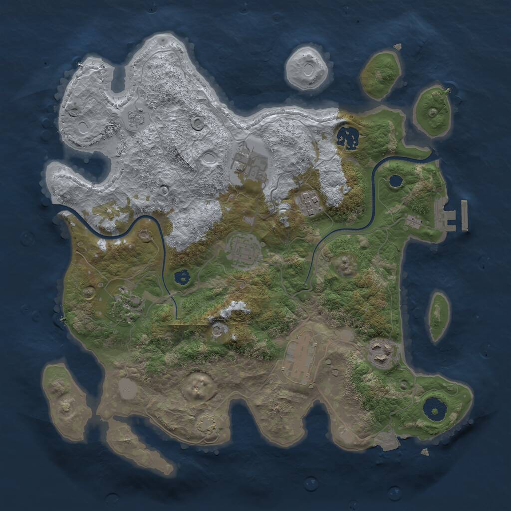 Rust Map: Procedural Map, Size: 3300, Seed: 545323670, 12 Monuments