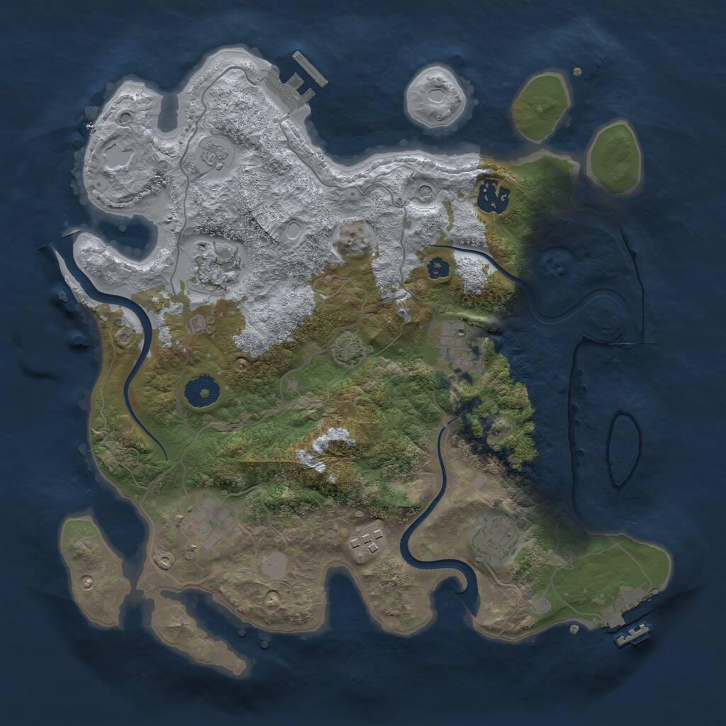 Rust Map: Procedural Map, Size: 3300, Seed: 545323670, 14 Monuments