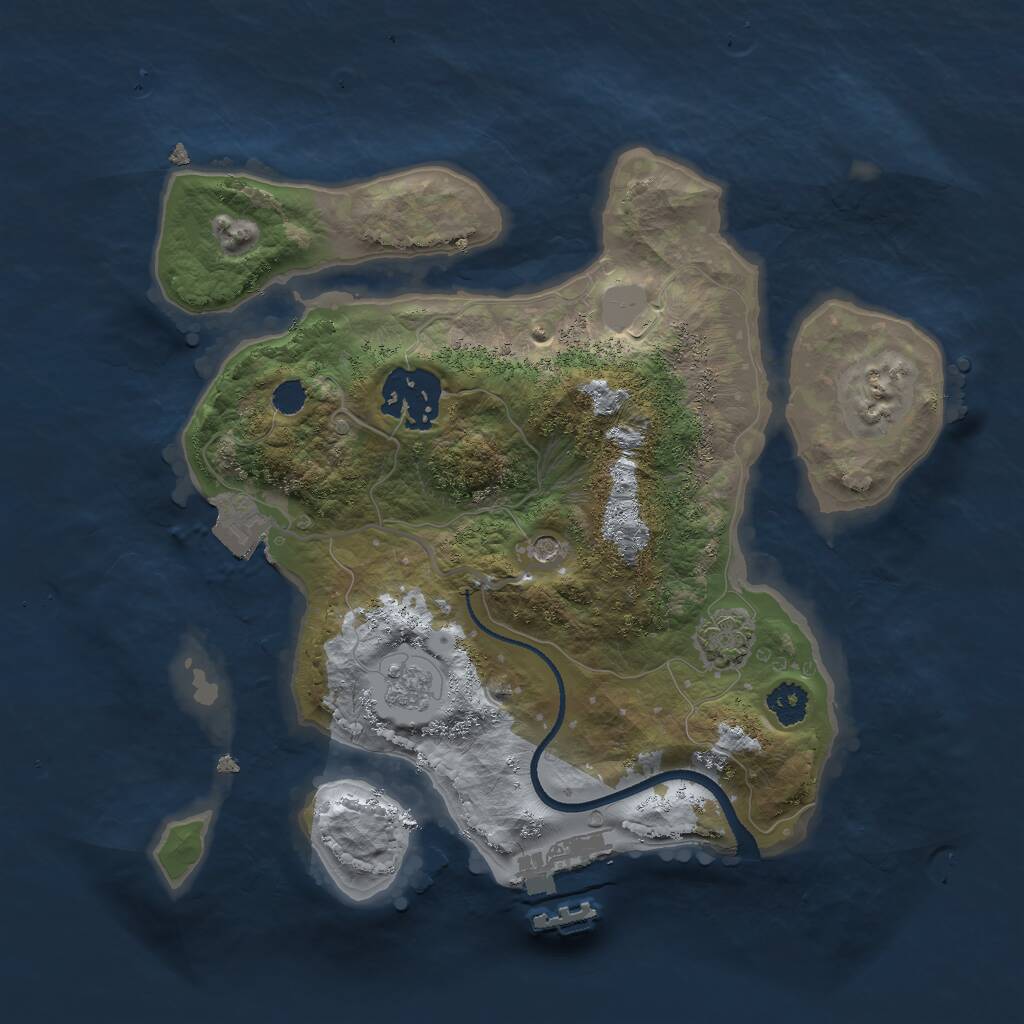 Rust Map: Procedural Map, Size: 2500, Seed: 1640853428, 6 Monuments