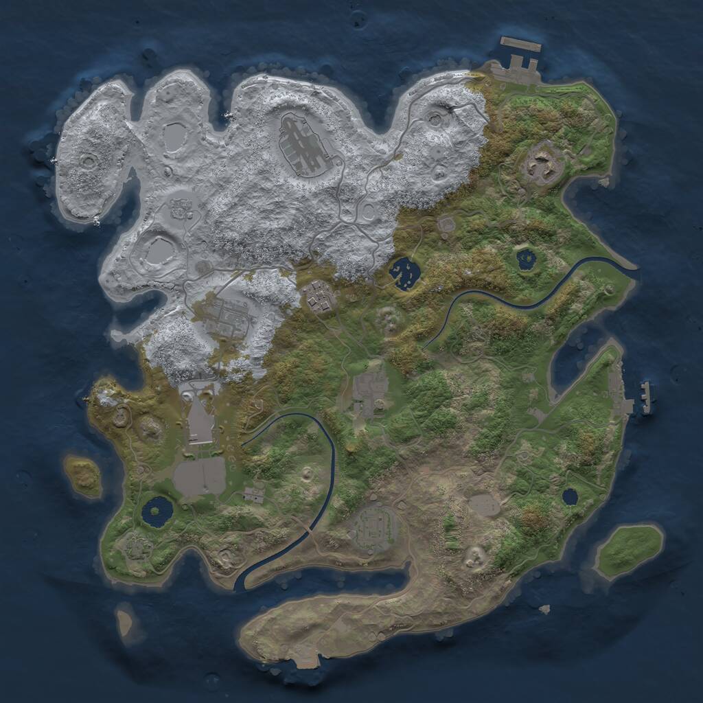 Rust Map: Procedural Map, Size: 3500, Seed: 7543652, 14 Monuments