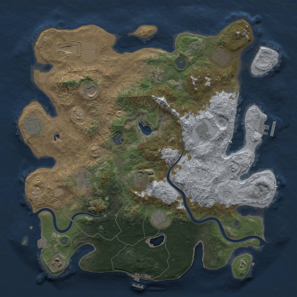 Rust Map: Procedural Map, Size: 4000, Seed: 536669745, 19 Monuments