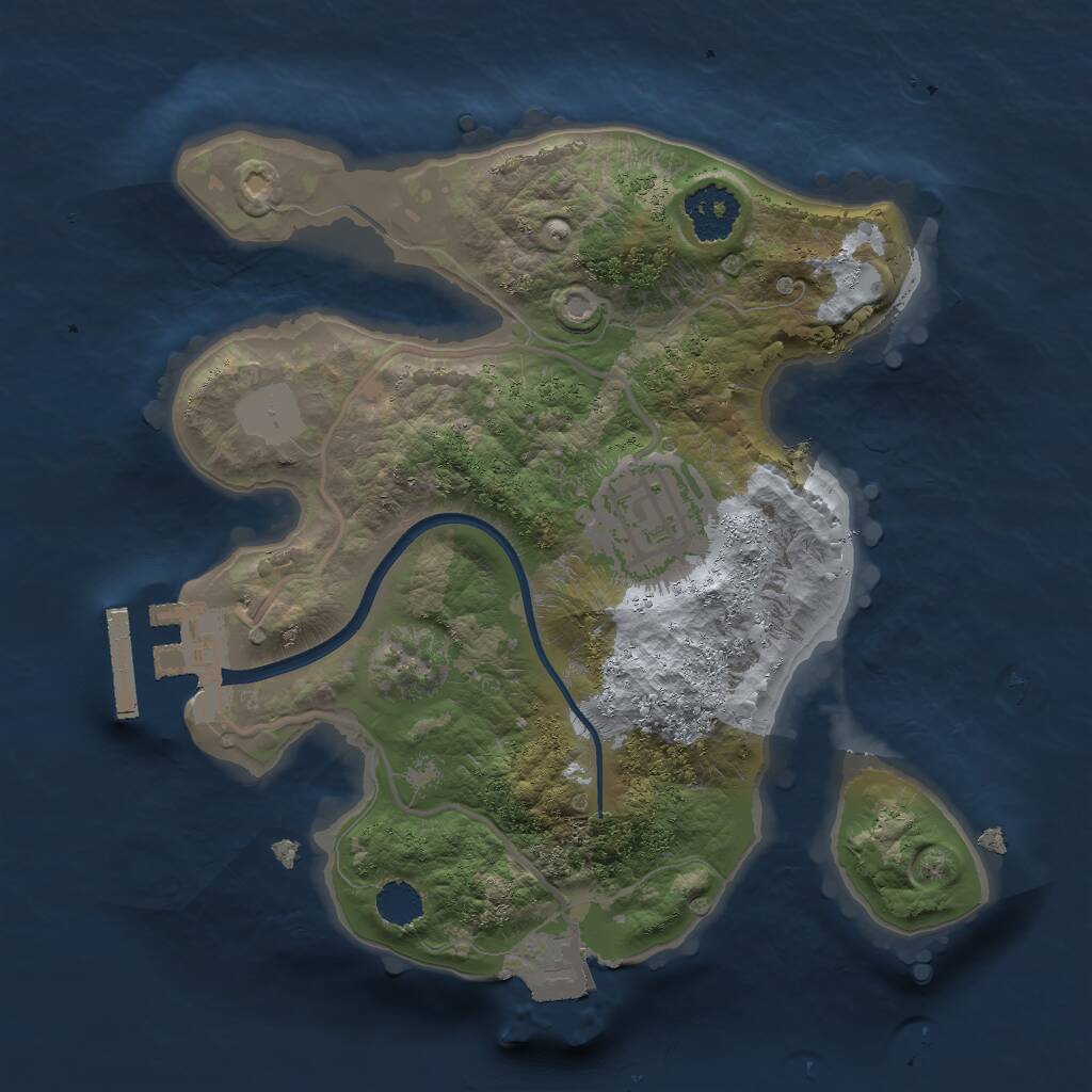 Rust Map: Procedural Map, Size: 2000, Seed: 5077651, 3 Monuments