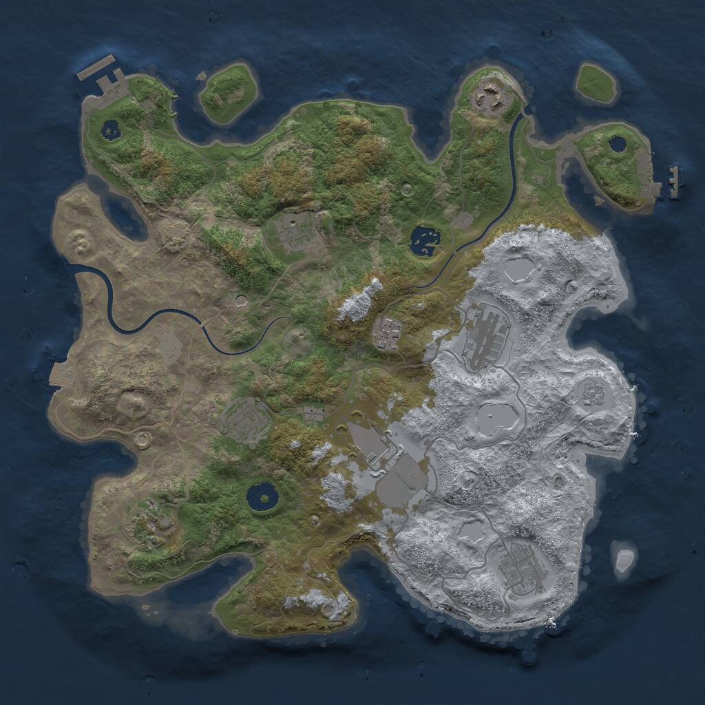 Rust Map: Procedural Map, Size: 3500, Seed: 130499446, 15 Monuments