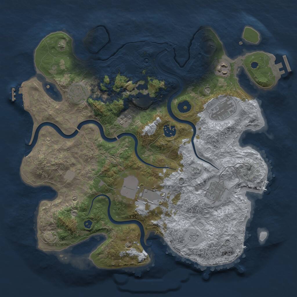 Rust Map: Procedural Map, Size: 3500, Seed: 130499446, 14 Monuments
