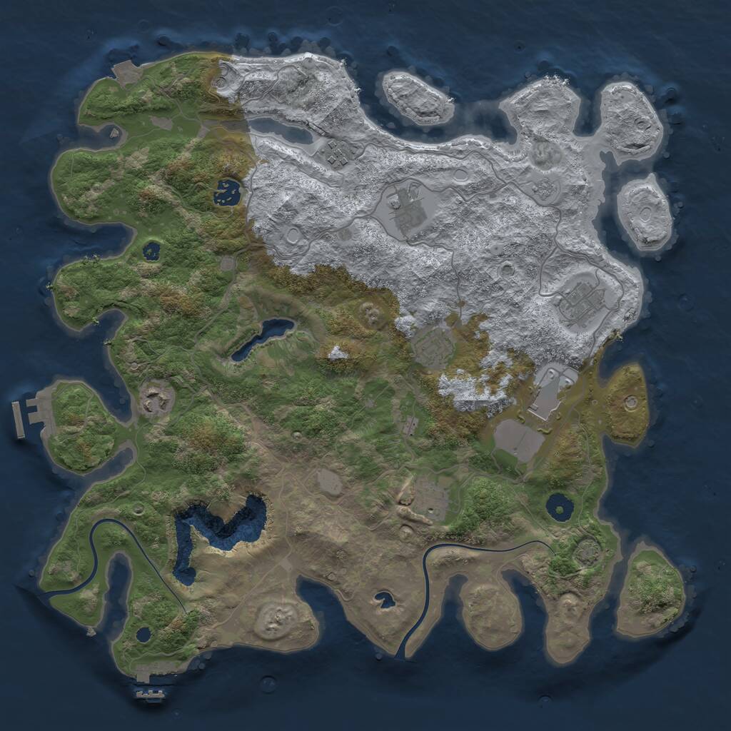 Rust Map: Procedural Map, Size: 4000, Seed: 739246, 14 Monuments