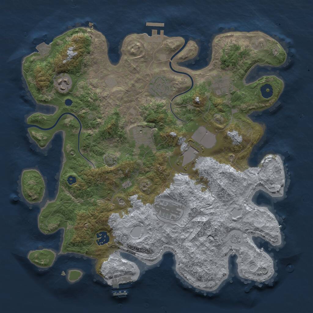 Rust Map: Procedural Map, Size: 3500, Seed: 1157930341, 13 Monuments