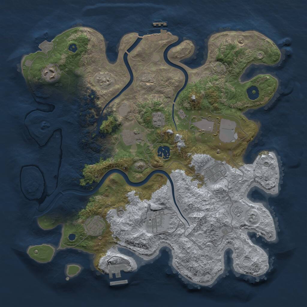 Rust Map: Procedural Map, Size: 3500, Seed: 1157930341, 14 Monuments