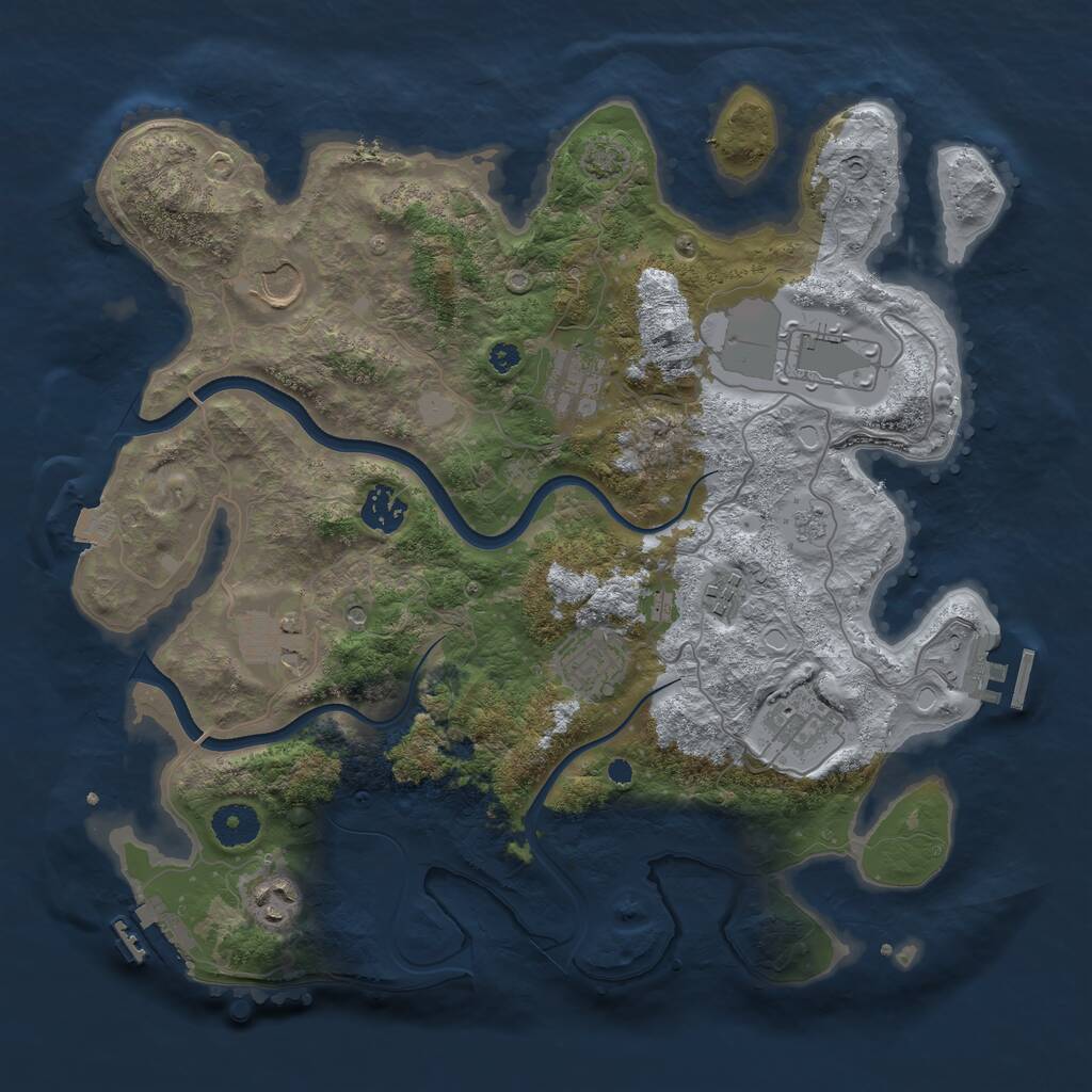 Rust Map: Procedural Map, Size: 3650, Seed: 1894094602, 15 Monuments