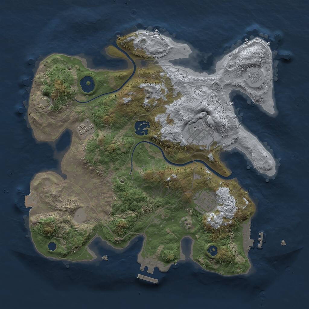 Rust Map: Procedural Map, Size: 3000, Seed: 759649743, 9 Monuments