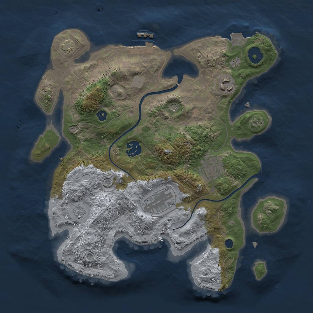 Rust Map: Procedural Map, Size: 3000, Seed: 553328223, 9 Monuments